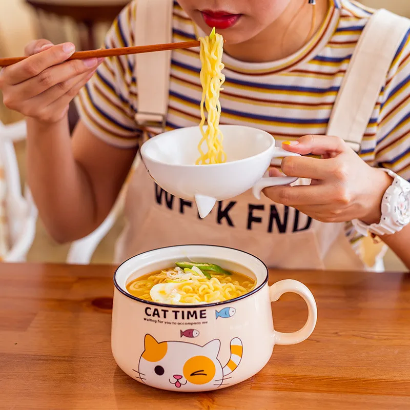 Japanese Style Ceramic Cute Cartoon Instant Noodle Bowl with Lid and Handle Creative Large Capacity Office Fruit Bowl Tableware
Japanese Style Ceramic Cute Cartoon Instant Noodle Bowl with Lid and Handle Creative Large Capacity Office Fruit Bowl Tableware
