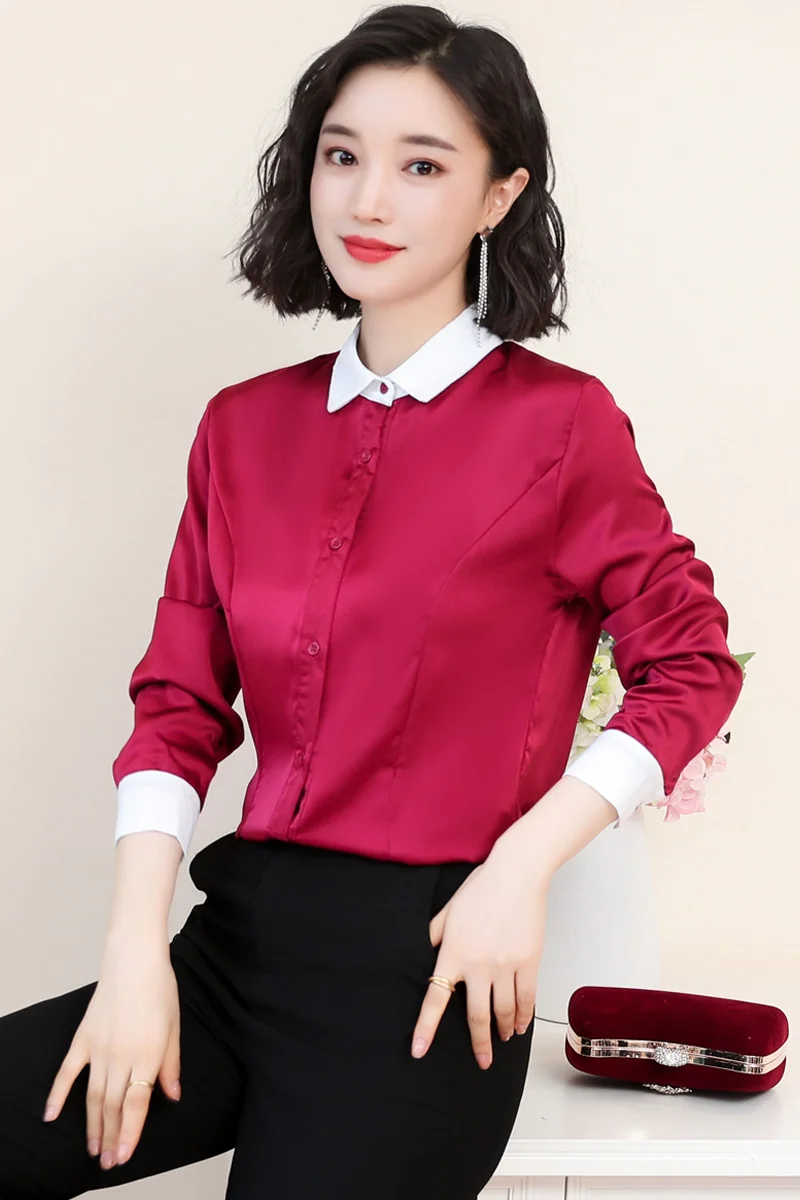 COIGARSAM Full Sleeve Shirt Womens tops Spring Chiffon Panelled Turn-down Collar Women shirts Blue Wine Red 7305
COIGARSAM Full Sleeve Shirt Womens tops Spring Chiffon Panelled Turn-down Collar Women shirts Blue Wine Red 7305
