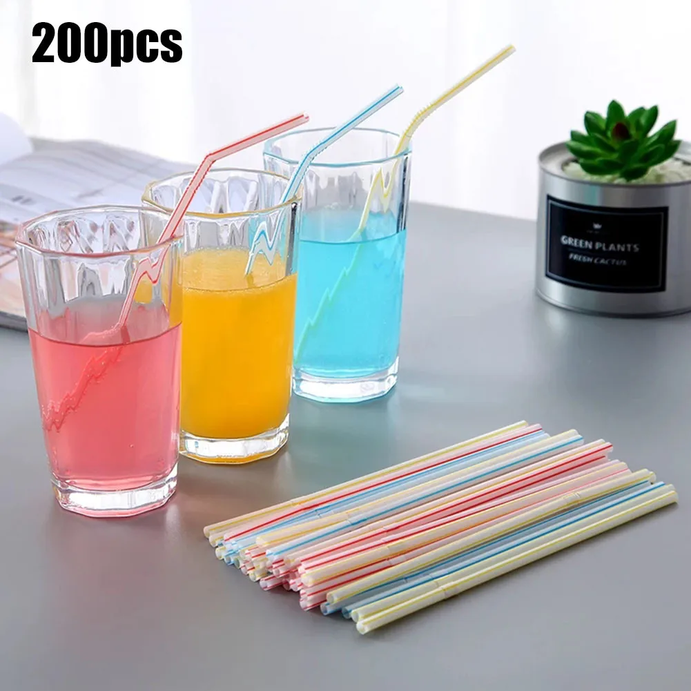 200pcs Striped Drinking Straws Colorful Disposable Bendy Cocktail Straws Individual Packaging Birthday Party Bar Accessories
200pcs Striped Drinking Straws Colorful Disposable Bendy Cocktail Straws Individual Packaging Birthday Party Bar Accessories