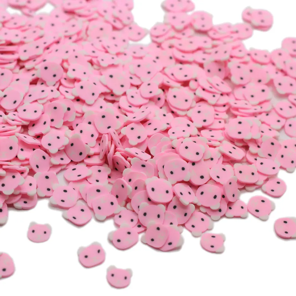 

200/50g Love Baby Pink Bear Slices Supplies Toy Polymer Clay Cartoon Animal Slices Charms Accessories Addition Nail Art Decor