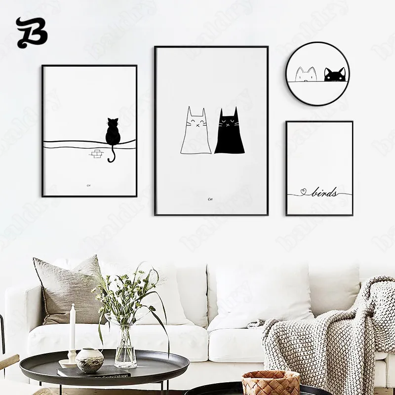 Canvas Painting Wall Art for Living Room Lovely Black and White Cat Home Decoration Minimalist Posters Prints Nursery Wall Decor
Canvas Painting Wall Art for Living Room Lovely Black and White Cat Home Decoration Minimalist Posters Prints Nursery Wall Decor