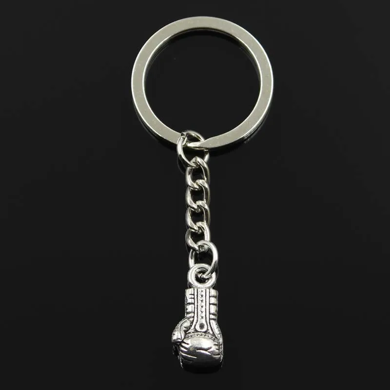 

New Fashion Keychain 22x11x7mm Boxing Glove Fist Pendants DIY Men Silver Color Car Key Chain Ring Holder Souvenir For Gift