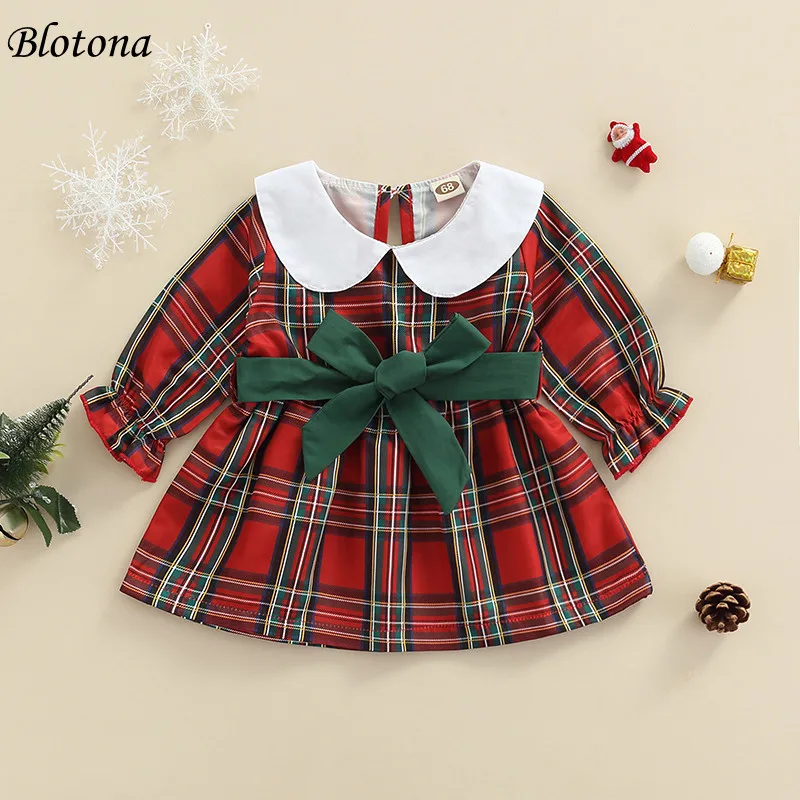 Blotona Baby Girls Christmas Dress, Square Neck Puff Sleeve Lace Decor Big Bowknot Plaid Dresses Princess Party Dress 0-3Years 
Blotona Baby Girls Christmas Dress, Square Neck Puff Sleeve Lace Decor Big Bowknot Plaid Dresses Princess Party Dress 0-3Years