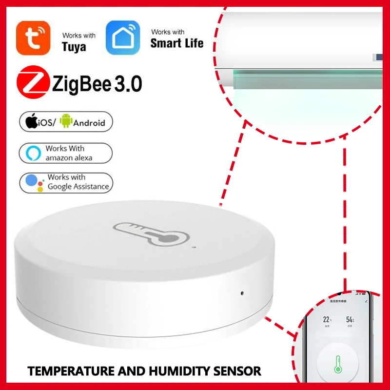Датчик температуры и влажности ZigBee, дистанционное управление через приложение Tuya Smart Life, работает с ALexa Google Home,
Датчик температуры и влажности ZigBee, дистанционное управление через приложение Tuya Smart Life, работает с ALexa Google Home,
