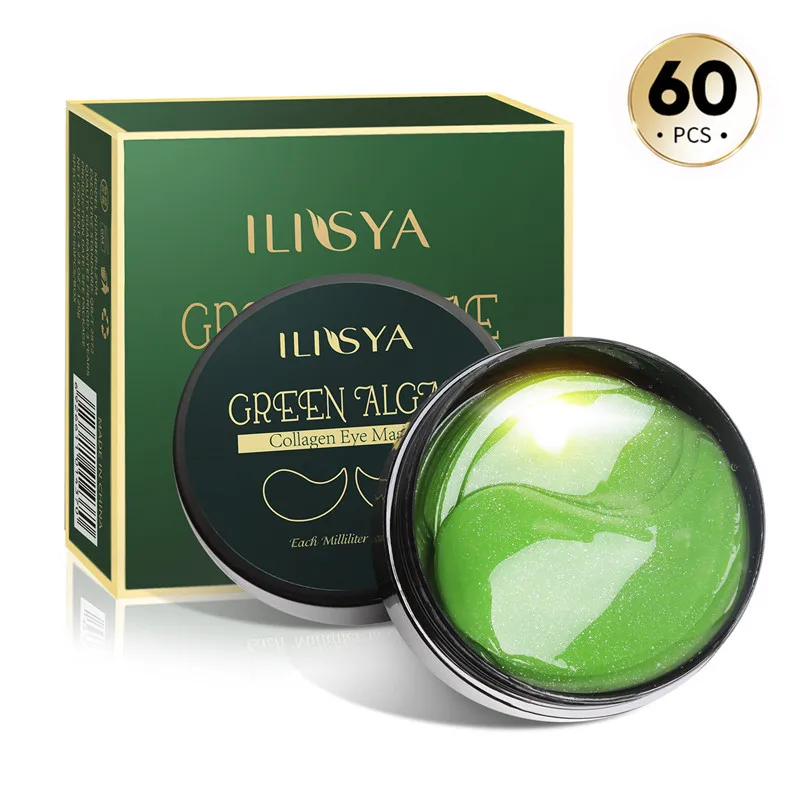 

Ilisya 60pcs-Gold Collagen Eye Mask Seaweed Green Algae Eye Patches for Dark Circle Hydrating Eye Pad Anti-Wrinkles Nourishing