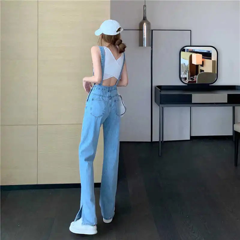 High Waist Jeans Women's Summer New Younger Fashion Versatile Suspender Pants Korean Style Loose Slimming Slit Wide Leg Pants
High Waist Jeans Women's Summer New Younger Fashion Versatile Suspender Pants Korean Style Loose Slimming Slit Wide Leg Pants