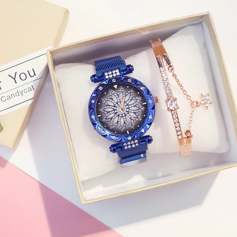 Прямая поставка модные женские кварцевые часы с сетчатым браслетом и магнитной