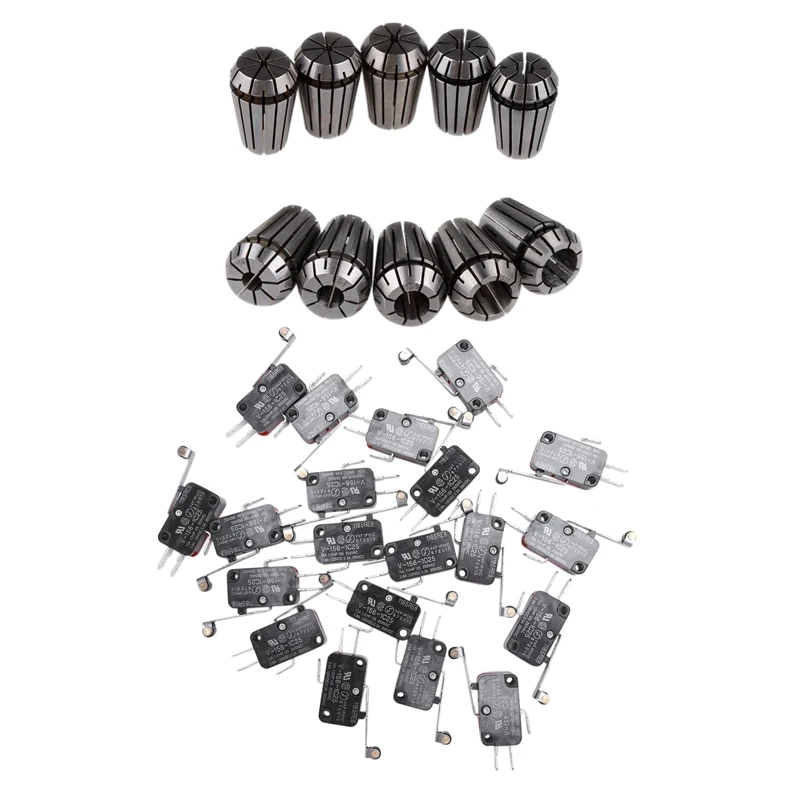 10Pcs ER20 Precision Spring Collet Set CNC Milling Lathe Tool ER20 Spring Collet Chuck & 20 Pcs Mini Micro-Limit Switch Long Rol
10Pcs ER20 Precision Spring Collet Set CNC Milling Lathe Tool ER20 Spring Collet Chuck & 20 Pcs Mini Micro-Limit Switch Long Rol