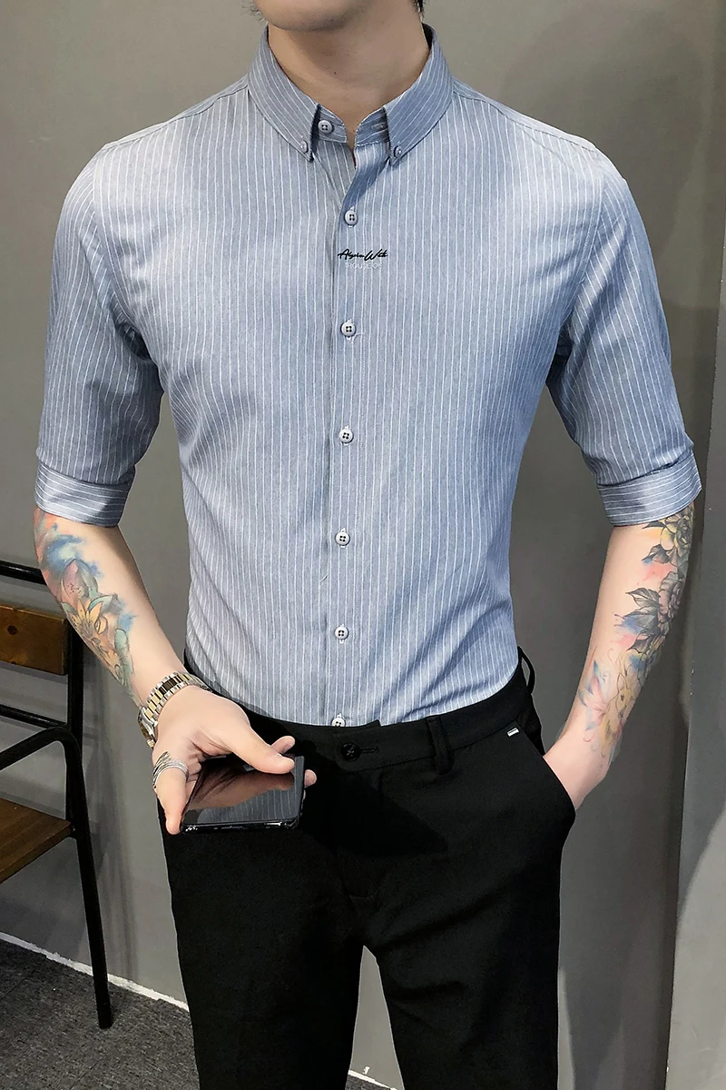 Spring Striped Short Sleeve Shirts Men Business Formal Dress Shirts Casual Slim Fit Streetwear Shirts Social Party Chemise Homme
Spring Striped Short Sleeve Shirts Men Business Formal Dress Shirts Casual Slim Fit Streetwear Shirts Social Party Chemise Homme