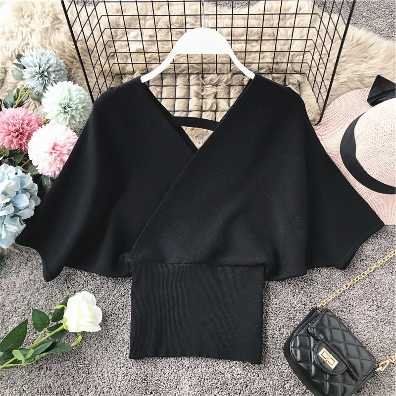 2021 Spring Autumn New Women Fashion Short Batwing Sleeve V-Neck Knitted Sweater Elastic Waist Solid Casual Loose Pullovers
2021 Spring Autumn New Women Fashion Short Batwing Sleeve V-Neck Knitted Sweater Elastic Waist Solid Casual Loose Pullovers