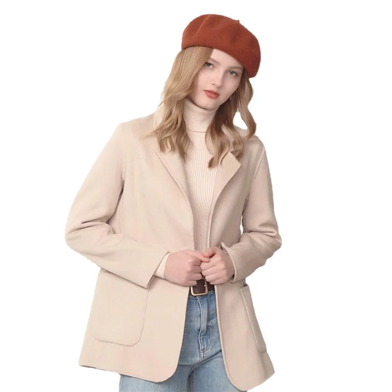 Sparsil Woman Winter Warm 100% Wool Coat Short Solid Double-faced Woolen Coats Single Button Pockets Overcoat Office Lady Jacket
Sparsil Woman Winter Warm 100% Wool Coat Short Solid Double-faced Woolen Coats Single Button Pockets Overcoat Office Lady Jacket