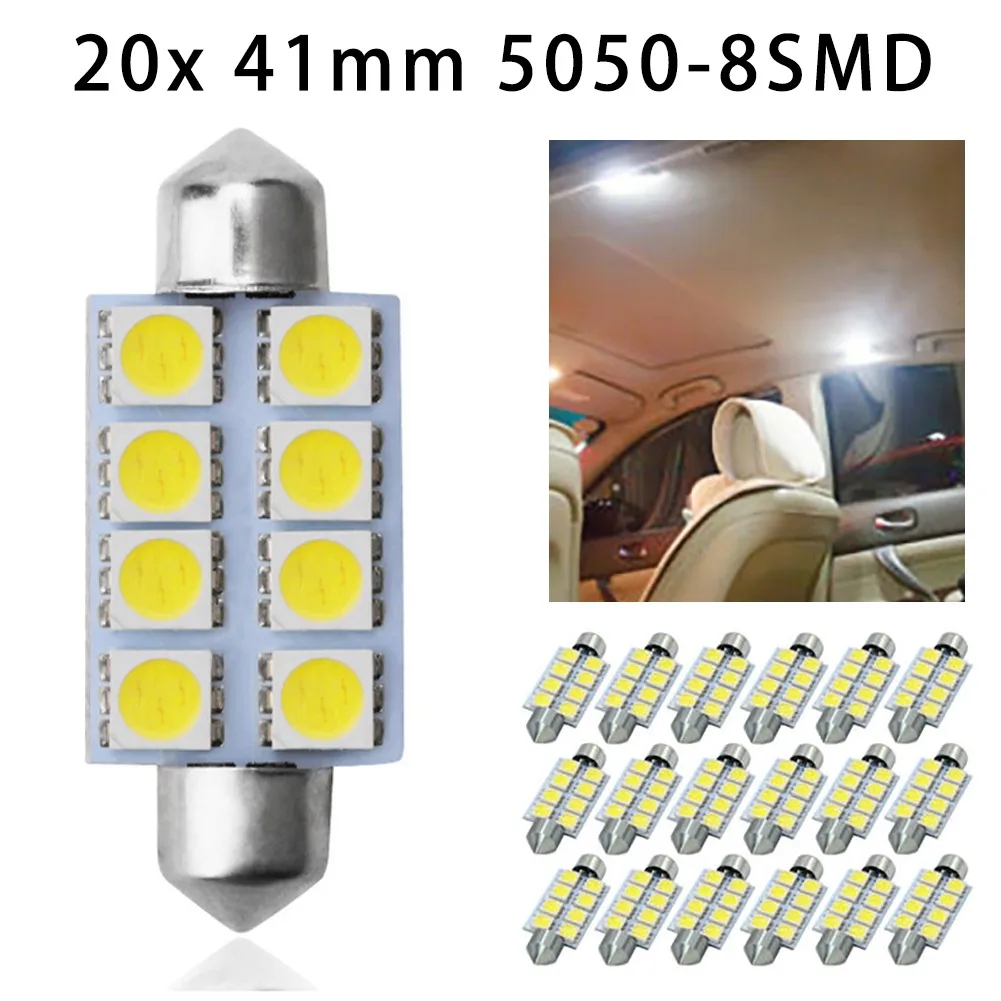 Auto Reading Lamp 20X 41mm Festoon 5050 8SMD LED Light Canbus White Bulbs Car Roof Interior Lamp Universal
Auto Reading Lamp 20X 41mm Festoon 5050 8SMD LED Light Canbus White Bulbs Car Roof Interior Lamp Universal