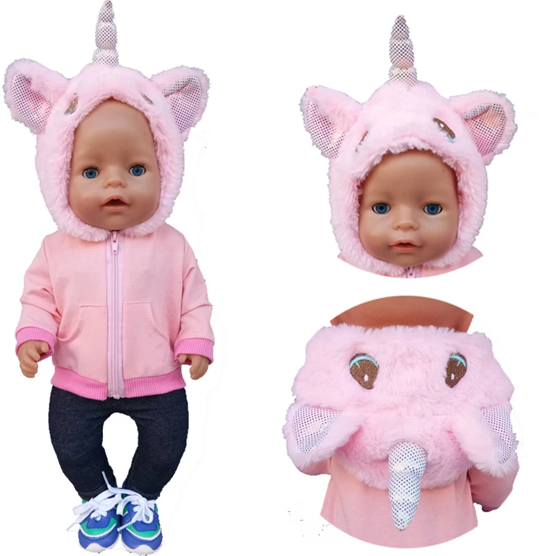43cm Baby Doll clothes unicorn hoody coat 18 Inch Girl Doll clothes jacket denim pants Baby Girl Gift 
43cm Baby Doll clothes unicorn hoody coat 18 Inch Girl Doll clothes jacket denim pants Baby Girl Gift