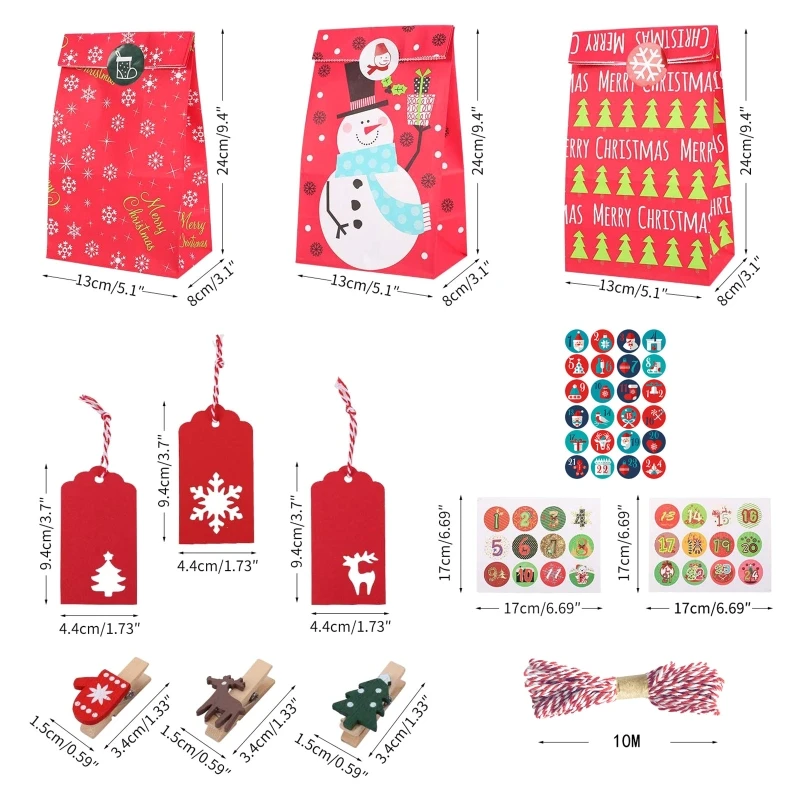 24 Sets Christmas DIY Gift Box Cookies Candy Bags 1-24 Advent Calendar Stickers W8ED
24 Sets Christmas DIY Gift Box Cookies Candy Bags 1-24 Advent Calendar Stickers W8ED