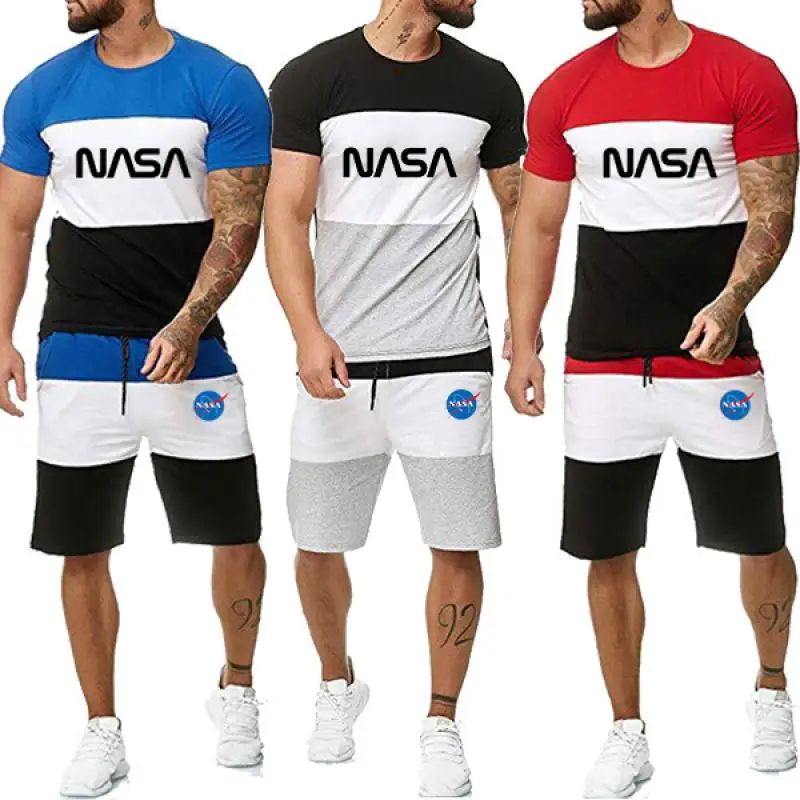 Summer Men's Shorts Set Men Sportswear Jogging Fitness Set T-shirt +Shorts 2 Pieces Male Tracksuit Casual Sets Splicing Printing 
Summer Men's Shorts Set Men Sportswear Jogging Fitness Set T-shirt +Shorts 2 Pieces Male Tracksuit Casual Sets Splicing Printing