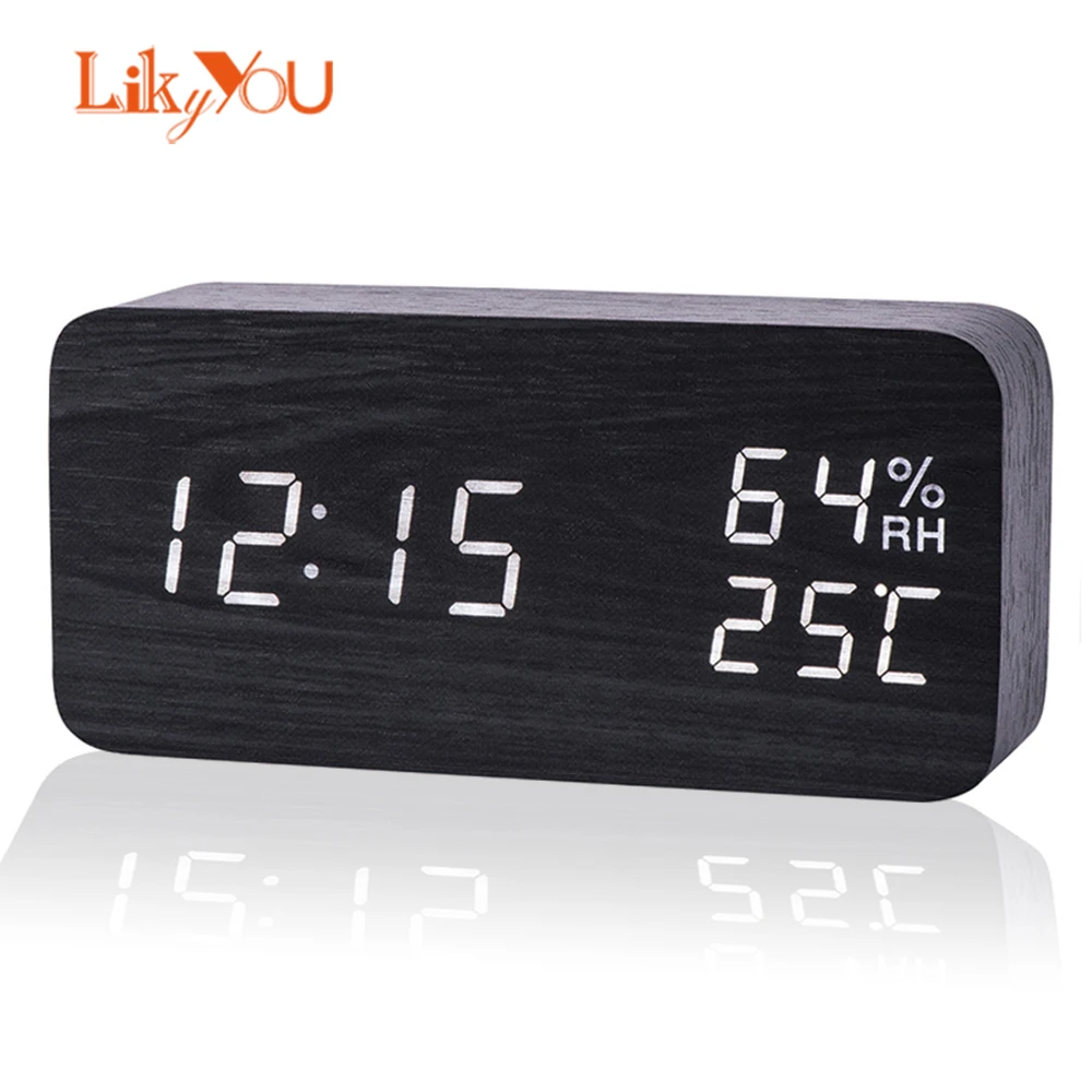 Фото Современные светодиодсветодиодный часы будильник с отображением температуры и