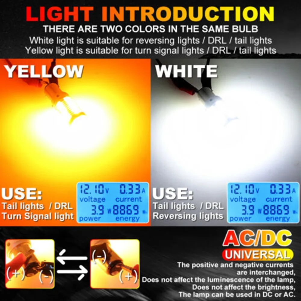 1157 White/Amber Bulbs 1 Pair Bulbs DRL Light Dual Color Parking SUVs Switchback
1157 White/Amber Bulbs 1 Pair Bulbs DRL Light Dual Color Parking SUVs Switchback