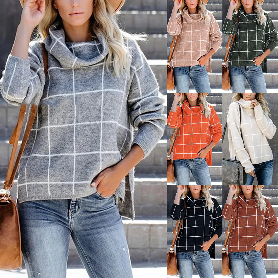 Autumn Winter New Sweater Women's European American Front Short Back Long Square Plaid Two Lapel Knitted Pullover Top
Autumn Winter New Sweater Women's European American Front Short Back Long Square Plaid Two Lapel Knitted Pullover Top