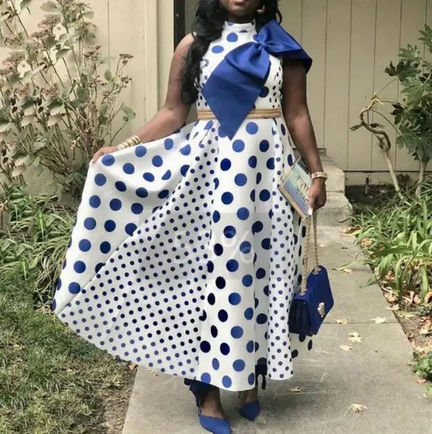 Sexy Women patchwork Collar Sleeveless Dot Dresses Loose Bohe Beach Long Robe Dress vestidos mujer with big blue bow
Sexy Women patchwork Collar Sleeveless Dot Dresses Loose Bohe Beach Long Robe Dress vestidos mujer with big blue bow