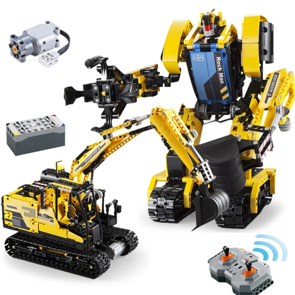930 PCS Electric Building Blocks RC Deformation Robot Car Model Bricks Technical Remote Control Excavator Engineering Vehicle
930 PCS Electric Building Blocks RC Deformation Robot Car Model Bricks Technical Remote Control Excavator Engineering Vehicle