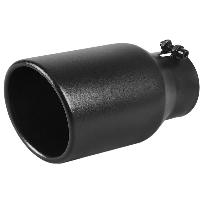 

3 Inch Inlet Black Exhaust Tip 3 x 4.5 x 9 Black Paint Finish Stainless Steel Material Exhaust Tip Bolt-on Installation