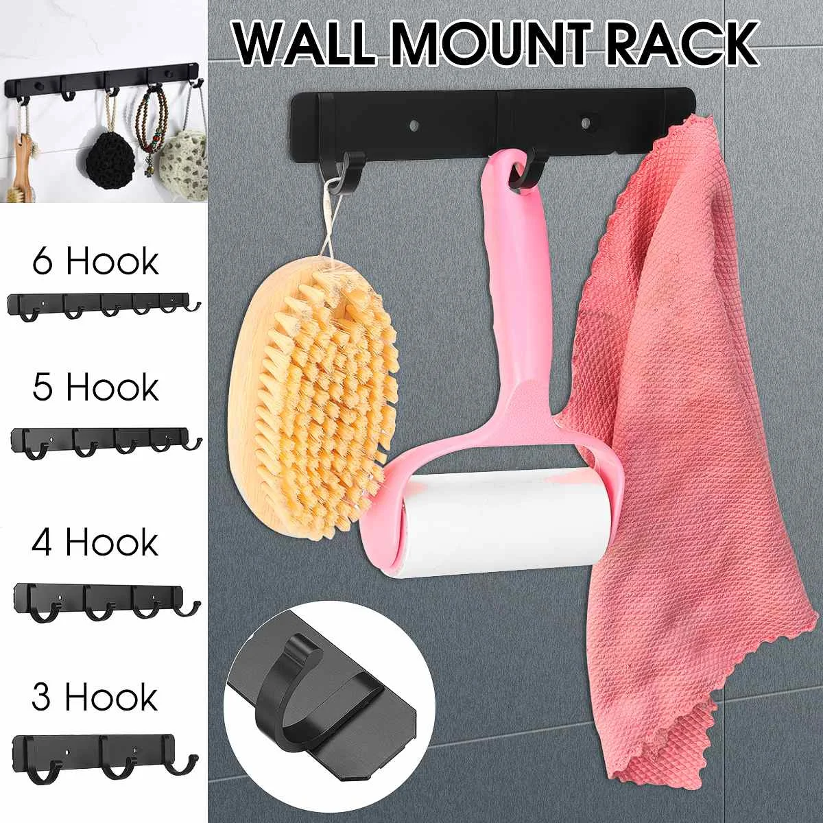 3/4/5/6 Hooks Wall Mounted Hook Bathroom Kitchen Black Heavy Duty Aluminum Metal Coat Hat Rack Free Punching Storage Rack CZ
3/4/5/6 Hooks Wall Mounted Hook Bathroom Kitchen Black Heavy Duty Aluminum Metal Coat Hat Rack Free Punching Storage Rack CZ