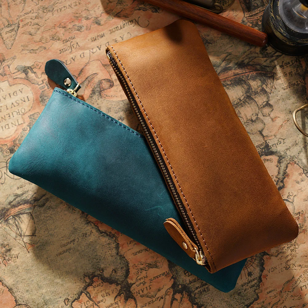 Pencil Case Men's And Women's Leather Zipper Simple Small Pencil Case Personalized Hand Creative Stationery Cases Storage
Pencil Case Men's And Women's Leather Zipper Simple Small Pencil Case Personalized Hand Creative Stationery Cases Storage