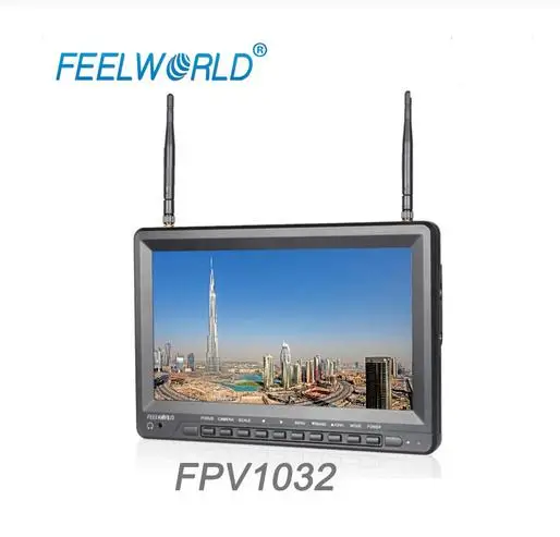 

Feelworld FPV1032 10.1 Inch IPS FPV Monitor with Built-in Battery Dual 5.8G 32CH Diversity Receiver 1024x600 Wireless Monitors