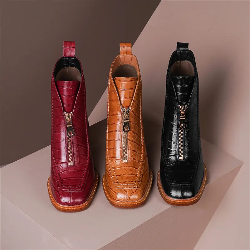 Meotina Short Boots Women Shoes Real Leather Platform High Heel Ankle Boots Square Toe Zipper Block Heels Lady Boots Wine Red 41
Meotina Short Boots Women Shoes Real Leather Platform High Heel Ankle Boots Square Toe Zipper Block Heels Lady Boots Wine Red 41