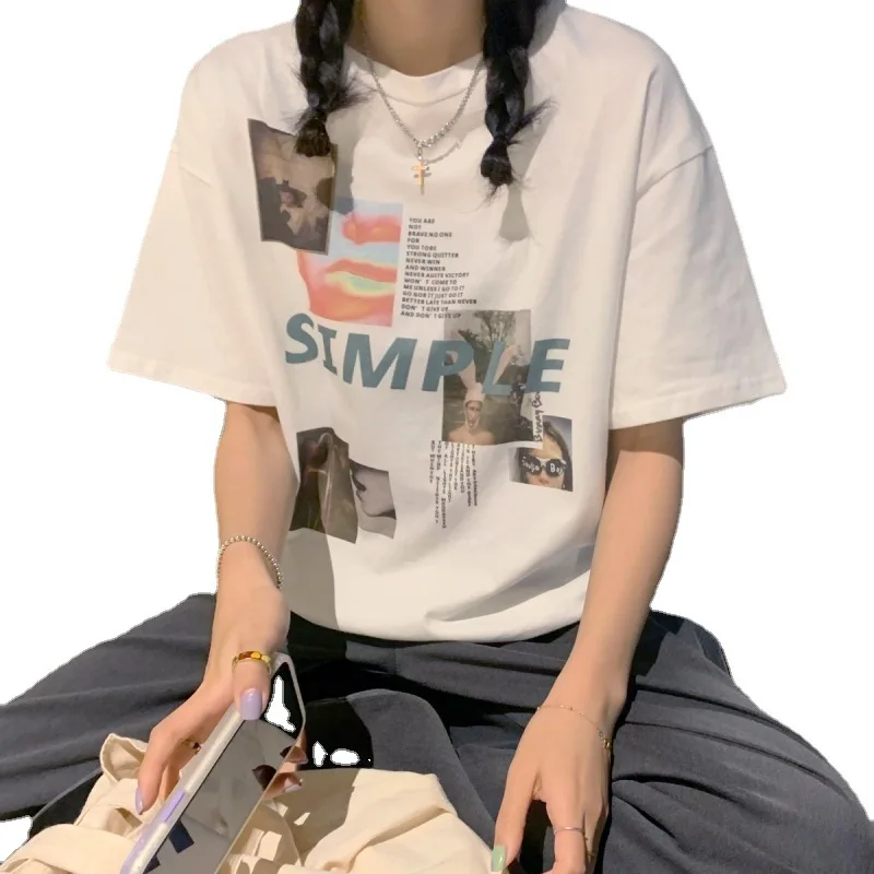 2021 Summer New Fashion White Short-sleeved T-shirt Women y2k Summer Loose Mid-length American Retro Bf Wind Top
2021 Summer New Fashion White Short-sleeved T-shirt Women y2k Summer Loose Mid-length American Retro Bf Wind Top