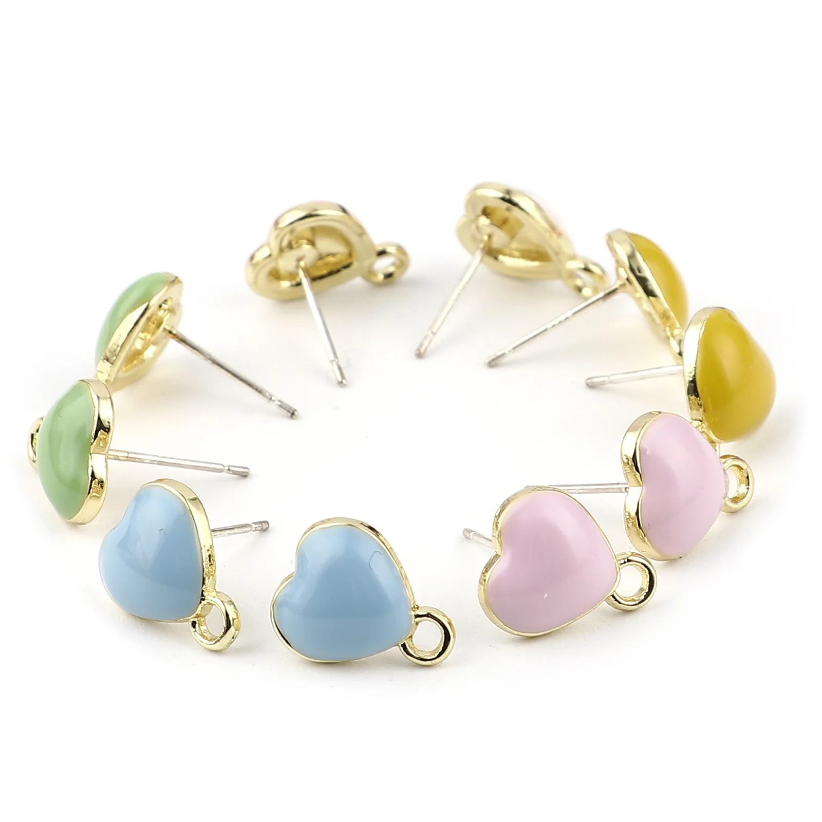 10 PCs Heart Ear Post Stud Earrings Findings For Jewelry Making Romantic Earrings For Women Creamy-White W/ Loop 12x10mm
10 PCs Heart Ear Post Stud Earrings Findings For Jewelry Making Romantic Earrings For Women Creamy-White W/ Loop 12x10mm