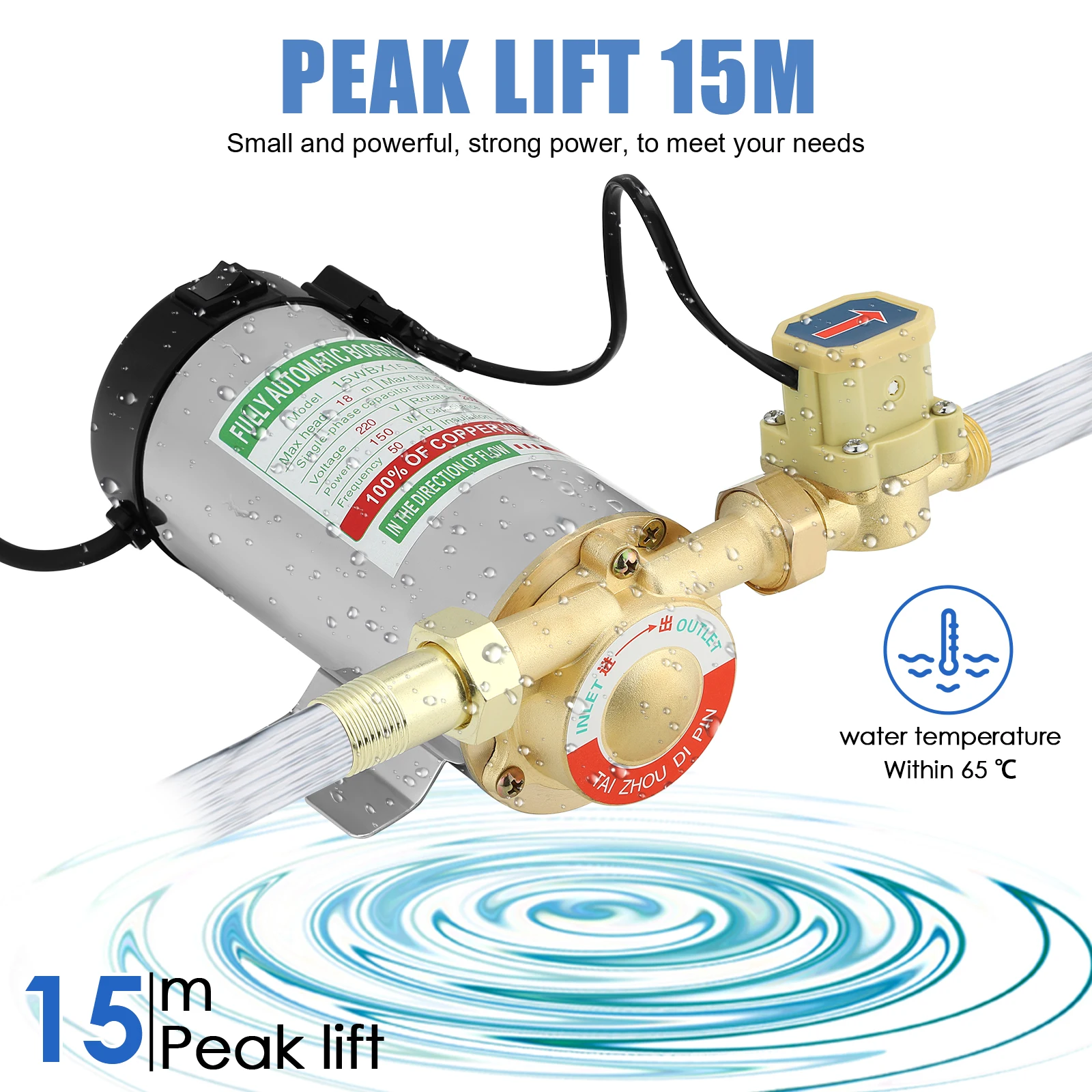 150W High Pressure Household Water Pump Automatic Pipeline Booster Pumps for Gas Tap Water Heater Solar with Flow Switch
150W High Pressure Household Water Pump Automatic Pipeline Booster Pumps for Gas Tap Water Heater Solar with Flow Switch
