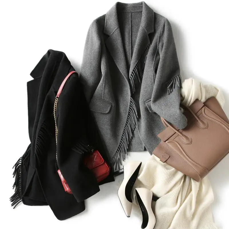 New temperament tassel fashionable slim double-sided woolen suit jacket waist jacket women tide
New temperament tassel fashionable slim double-sided woolen suit jacket waist jacket women tide