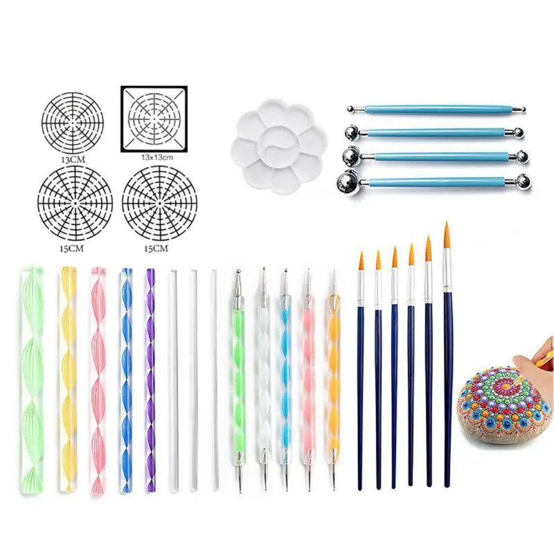 28pcs Mandala Dotting Tools Kit for Painting Rock Stone Pen Art Paint Stencil Brush Tray
28pcs Mandala Dotting Tools Kit for Painting Rock Stone Pen Art Paint Stencil Brush Tray