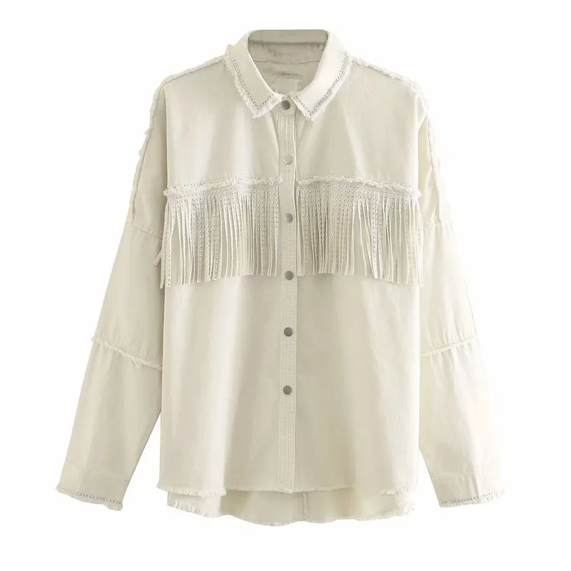 2022 Fashion Breasted Tassel Jacket Coat Womens Rivet Denim Coat Turn-down Collar Streetwear
2022 Fashion Breasted Tassel Jacket Coat Womens Rivet Denim Coat Turn-down Collar Streetwear
