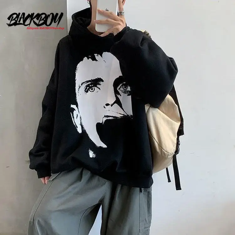BLACKBOY Dress Plus Velvet Plus Thick Veil Men's and Women's Tide Ins Hoodie Men's Retro Loose Trend Top Anime Hoodieharajuku 
BLACKBOY Dress Plus Velvet Plus Thick Veil Men's and Women's Tide Ins Hoodie Men's Retro Loose Trend Top Anime Hoodieharajuku