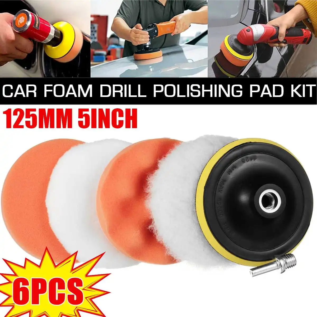 6pcs Buffing Pad 5'' inch Car Sponge Polishing Pad Kit Abrasive Polisher Drill Adapter Waxing Compound Tools Accessory
6pcs Buffing Pad 5'' inch Car Sponge Polishing Pad Kit Abrasive Polisher Drill Adapter Waxing Compound Tools Accessory