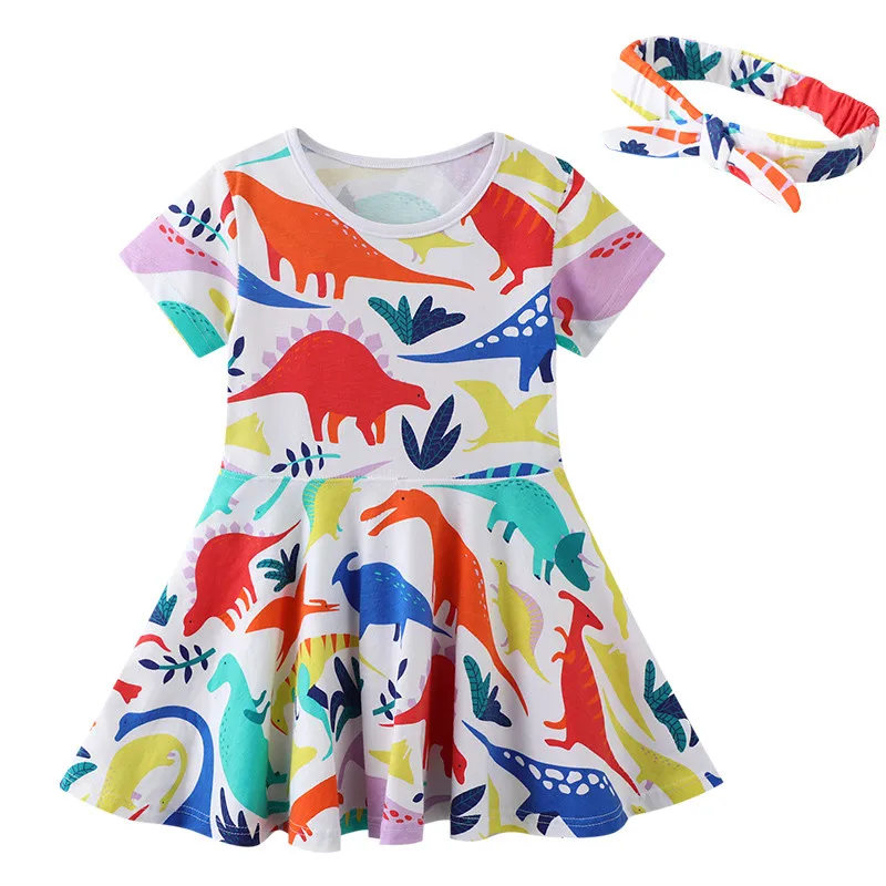 Jumping Meters New 2021 Dinosaurs Print Princess Summer Dresses Fashion Short Sleeve Children's Clothes Hot Selling Kids Costume
Jumping Meters New 2021 Dinosaurs Print Princess Summer Dresses Fashion Short Sleeve Children's Clothes Hot Selling Kids Costume