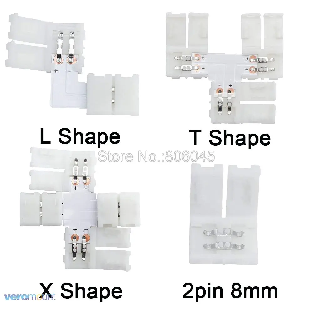 5pcs Free Welding Solderless LED Connector 2pin 8mm L T X Shape Corner Connector Right Angle for 3528 2835 Single Color Strip
5pcs Free Welding Solderless LED Connector 2pin 8mm L T X Shape Corner Connector Right Angle for 3528 2835 Single Color Strip