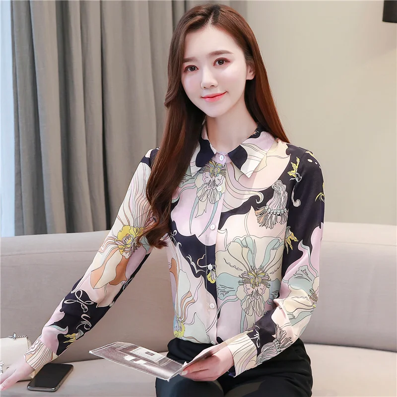 Silk Satin Loose Women's Shirts New Fashion Blouses Printing Polo Collar Shirts Spring Casual Long Sleeve Blusas Houthion
Silk Satin Loose Women's Shirts New Fashion Blouses Printing Polo Collar Shirts Spring Casual Long Sleeve Blusas Houthion