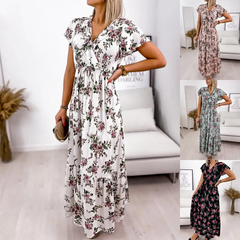 Casual Dress V Neck Waist Tight Lotus Leaf Women Short Sleeve Loose Dress for Date Midi Dress Chiffon Beach Dresses Vestidos
Casual Dress V Neck Waist Tight Lotus Leaf Women Short Sleeve Loose Dress for Date Midi Dress Chiffon Beach Dresses Vestidos