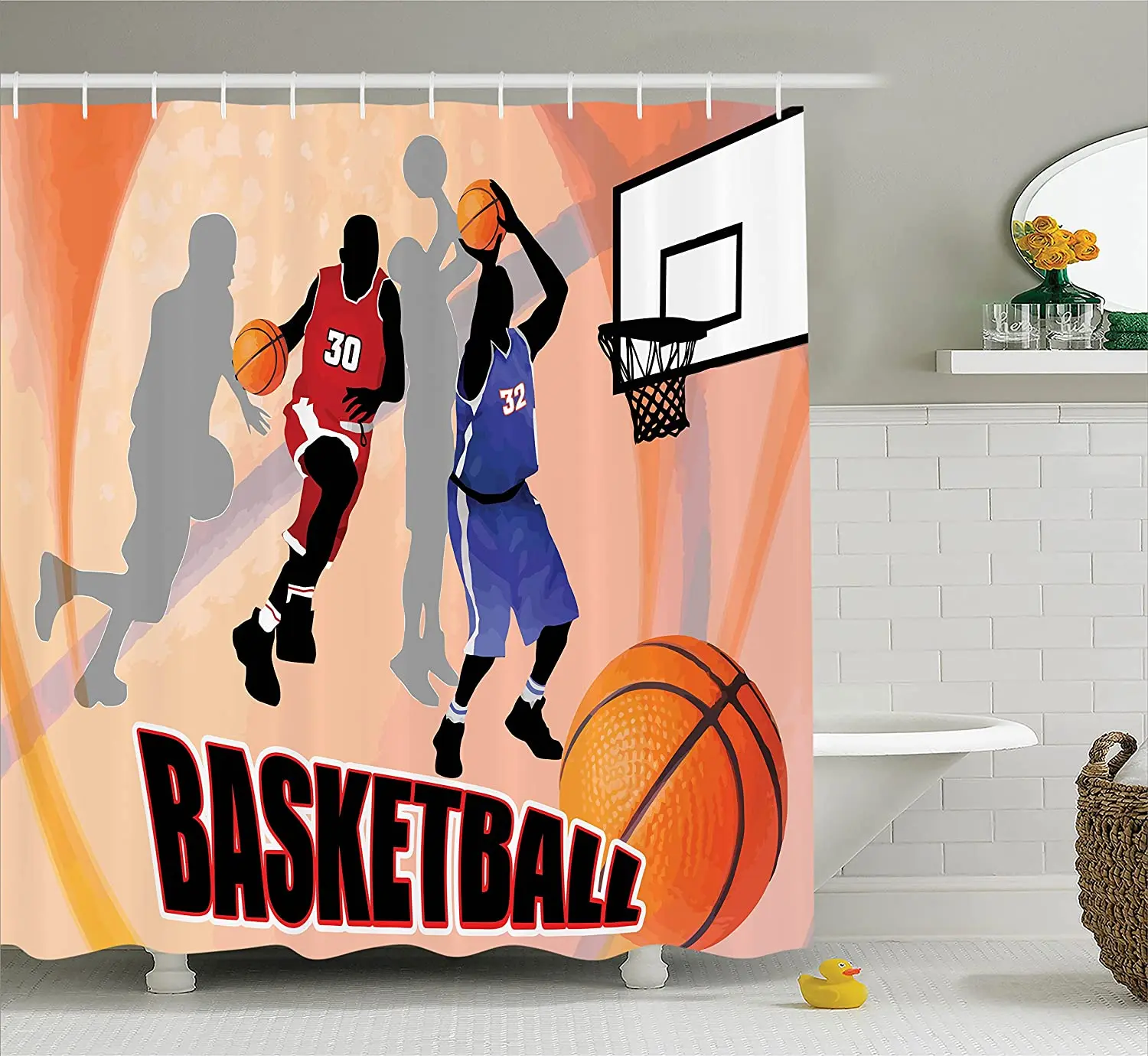 Sports Shower Curtains Basketball Action Players On Abstract Background Classical Poster Style Illustration Bathroom Curtain
Sports Shower Curtains Basketball Action Players On Abstract Background Classical Poster Style Illustration Bathroom Curtain