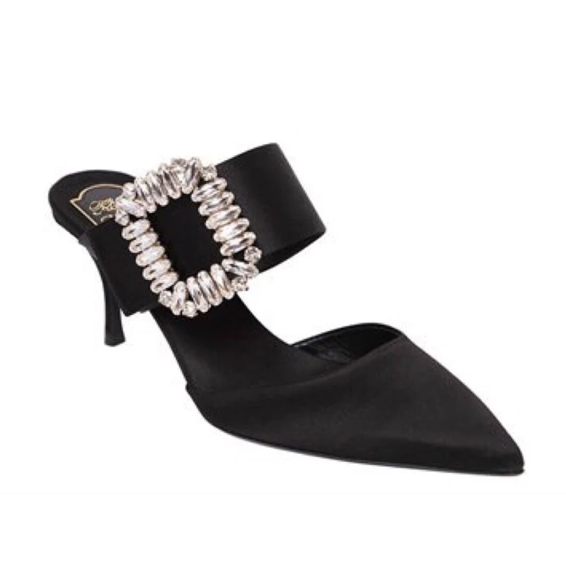 Pointed Toe Slip on Slippers Square Crystal Women Slippers Black Fashion Design Stiletto Thin Heels Pumps Outdoor Slides Women
Pointed Toe Slip on Slippers Square Crystal Women Slippers Black Fashion Design Stiletto Thin Heels Pumps Outdoor Slides Women