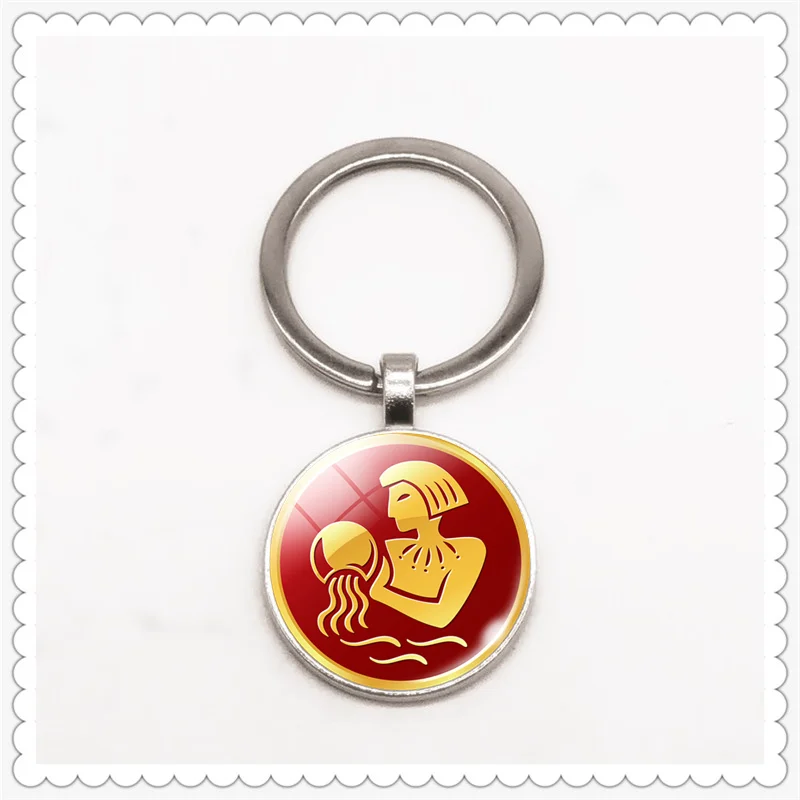 Red twelve constellation pattern keychain glass convex round pendant classic fashion men and women keychain gift
Red twelve constellation pattern keychain glass convex round pendant classic fashion men and women keychain gift