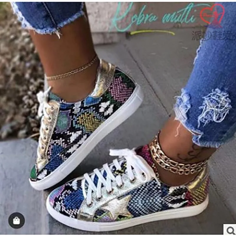 2021 New Spring And Autumn Casual Snakeskin Pattern White Bottom Round Toe Lace-up Women's Sneakers
2021 New Spring And Autumn Casual Snakeskin Pattern White Bottom Round Toe Lace-up Women's Sneakers