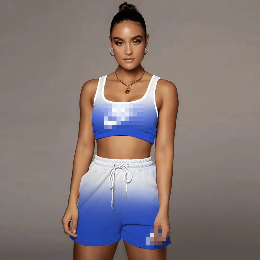 Famous sportswear brand new spring and summer women's midriff-showing back lace-up shorts two pieces
Famous sportswear brand new spring and summer women's midriff-showing back lace-up shorts two pieces