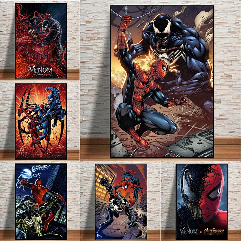 

Marvel Movies Posters And Prints The Avengers Superhero Spider-Man VS Venom Canvas Painting Wall Art Home Decor Cuadros