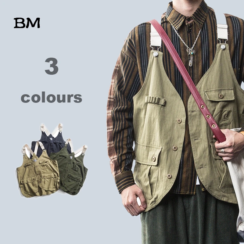 Fashions Korean Style Vest Men Streetwear High Quality Hip Hop Sleeveless Jacket Military Tooling Multi-Pocket Tactical Coat
Fashions Korean Style Vest Men Streetwear High Quality Hip Hop Sleeveless Jacket Military Tooling Multi-Pocket Tactical Coat