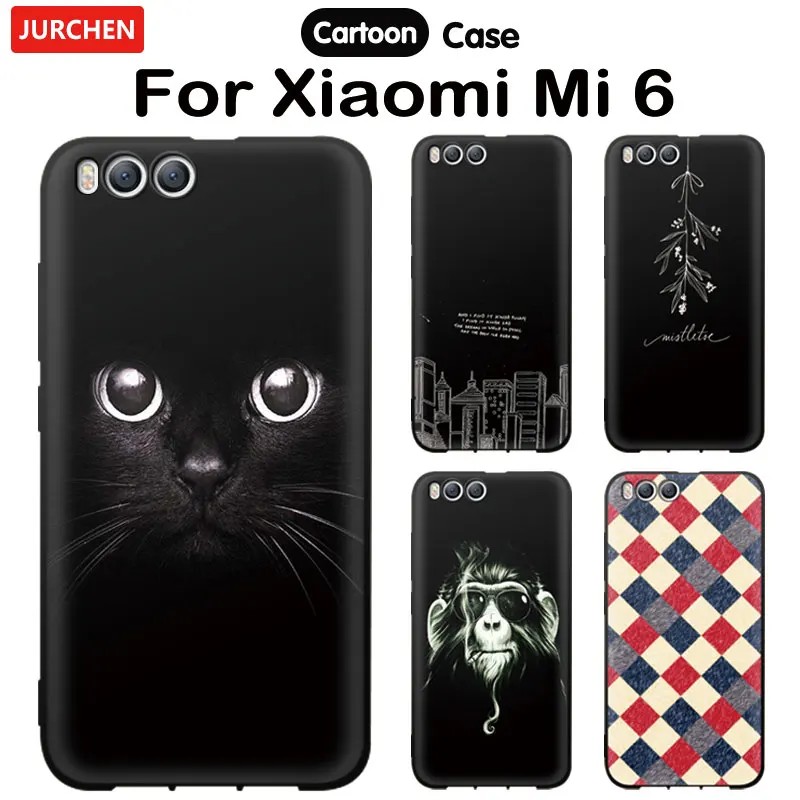 JURCHEN чехлы для телефонов Xiaomi Mi 6 модный ТПУ чехол 3D милый мультяшный Кот рисунок Mi6