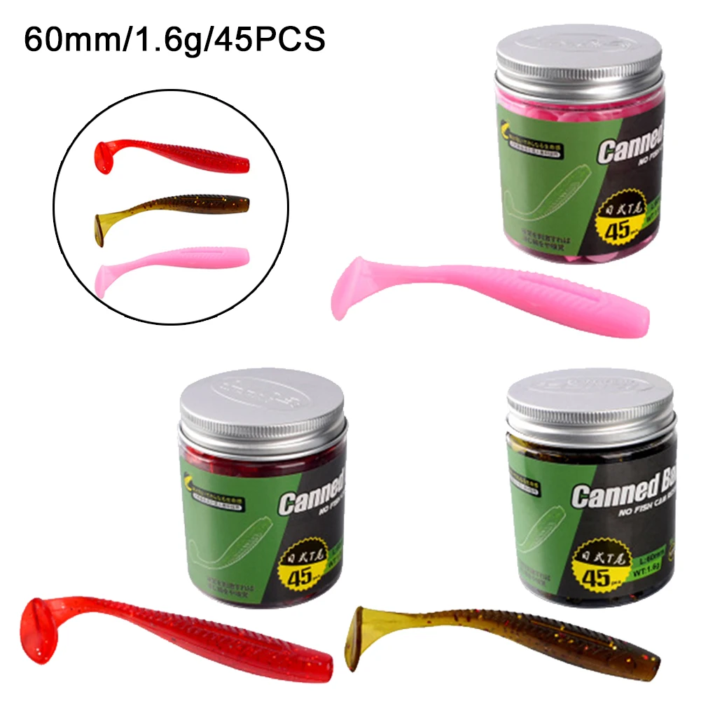 45Pcs/can 1.6g/6cm T-tail Soft PVC Worm Sea Fishing Lures Swim Baits Tools Attractive Flavor Fishing Tools
45Pcs/can 1.6g/6cm T-tail Soft PVC Worm Sea Fishing Lures Swim Baits Tools Attractive Flavor Fishing Tools